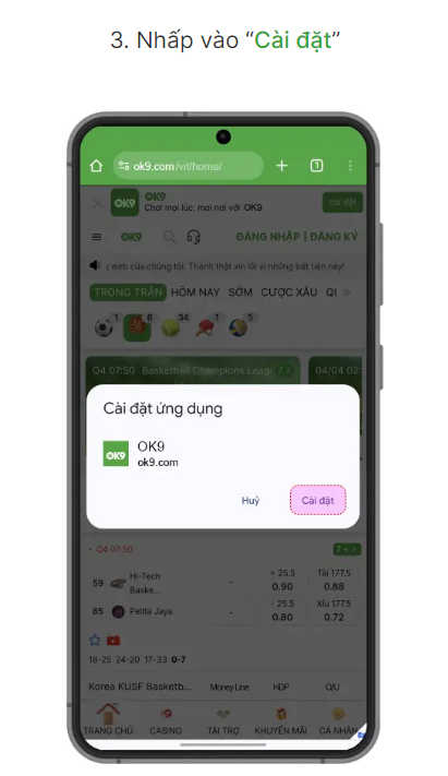 Bước 3 Hình ảnh minh họa tải app ok9 trên android